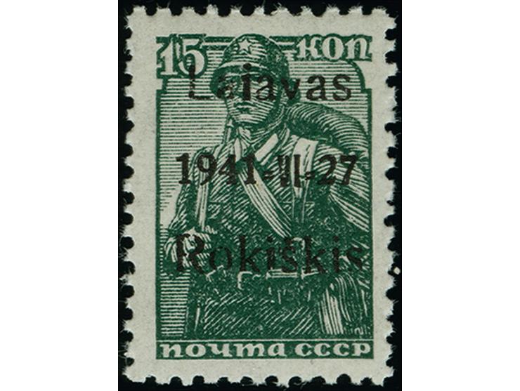 1941, 5-15 K. einheitlich mit Aufdruckfehler “Laiavas statt Laisvas”, postfrisch, tadellos, selten, je nur in einer Teilaufla