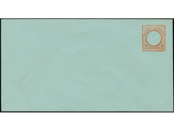 Privat-Ganzsachenumschläge &nbsp;½ Gr., 1 Gr., 1 Kr.(2) und 2 Kr.(2), alle verschieden, sauber ungebraucht (einer rückseitig 