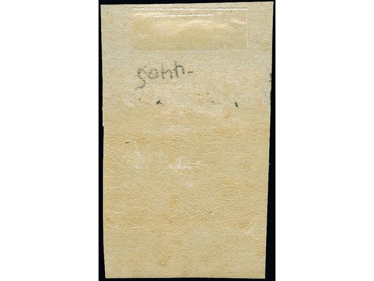 1861, Hauswappen auf weißem Papier, ¼ Groschen orange, farbfrisch und voll- bis breitrandig, oben mit ca 8 mm Bogenrand, unge