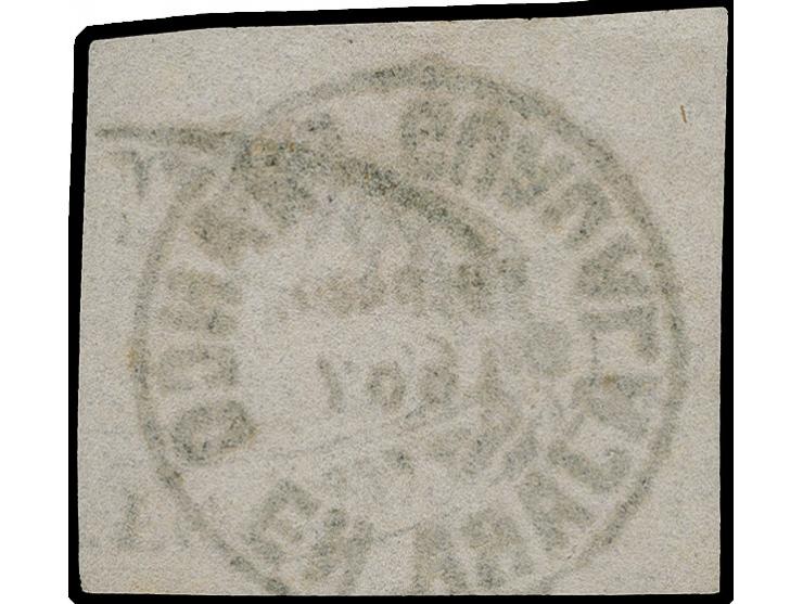 'un peso' on lilac, cut into at base, otherwise wide margins, used with fancy Guadalajara datestamp. Very fine. A very rare s