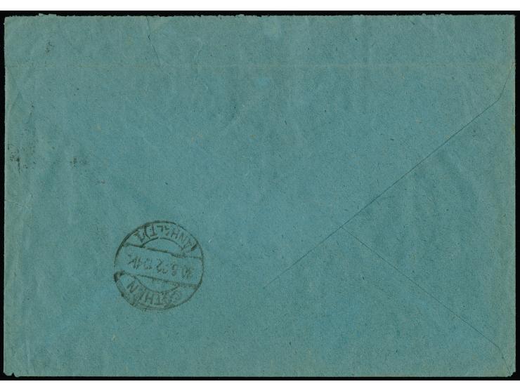 1920, Aufdruckausgabe 2,50 M. auf 2 M. Lilabraun, rechte untere Bogenecke, zusammen mit 1,50 M. auf 1 M., Als portogerecht de