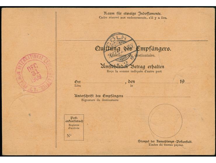 1901, Kaiseryacht 1 Rupie ohne Wasserzeichen sowie 20 und 30 Heller ohne Wasserzeichen je mit Stempel “DARESSALAM DOA 23.11.0