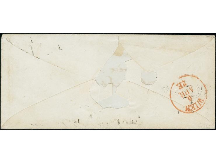 "MILANO/2-4/5..", Ra. auf Österreich Handpapier 9 Kreuzer, allseits breitrandig, auf kleiner Briefhülle nach Wien. Signiert R