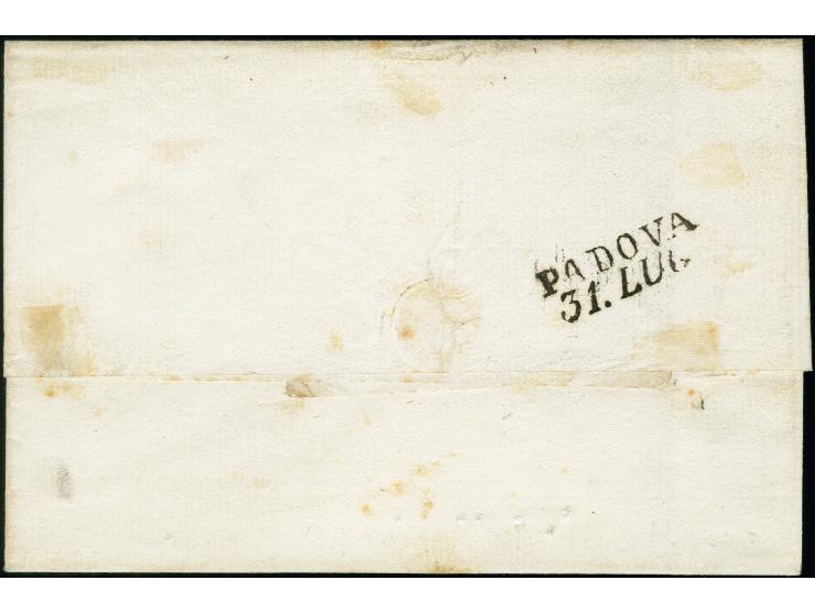 "MIRANO 31 LUG.". L2 in graublau, klar abgeschlagen auf Erstdruck 15 Centesimi, auf Briefhülle nach Padua. Ein sehr schöner B