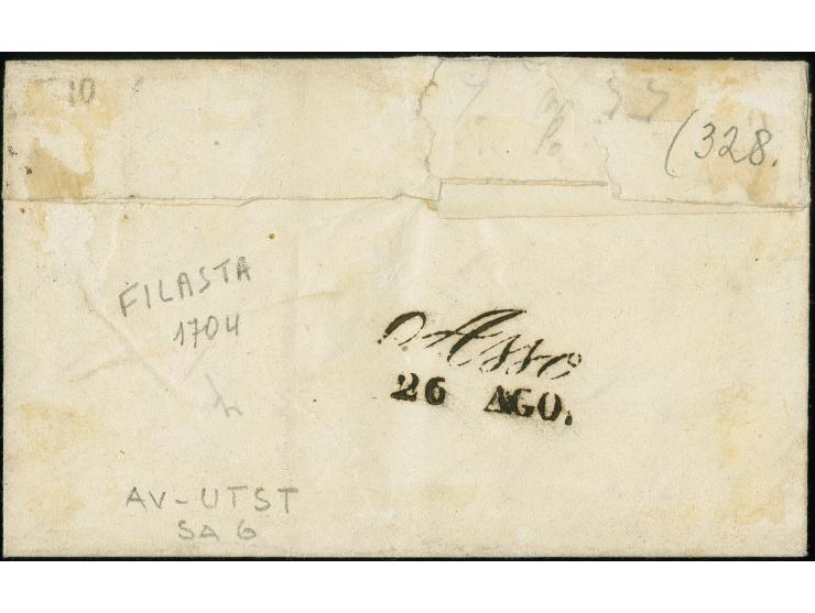 "CASORATE 24/8", Vierkreisstempel klar auf Maschinenpapier 15 Centesimi, allseits breitrandig, auf kleiner Briefhülle nach As