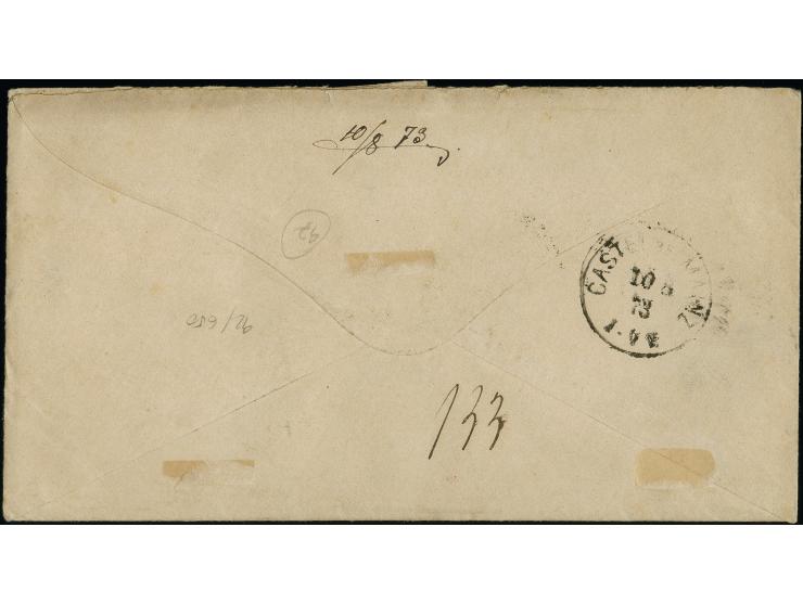 7 Kreuzer grauultramarin, farbfrisch, gut geprägt und gut gezähnt mit klarem EKr. “GRAEFENTHAL 8.8.73” auf Paketbegleit-Brief