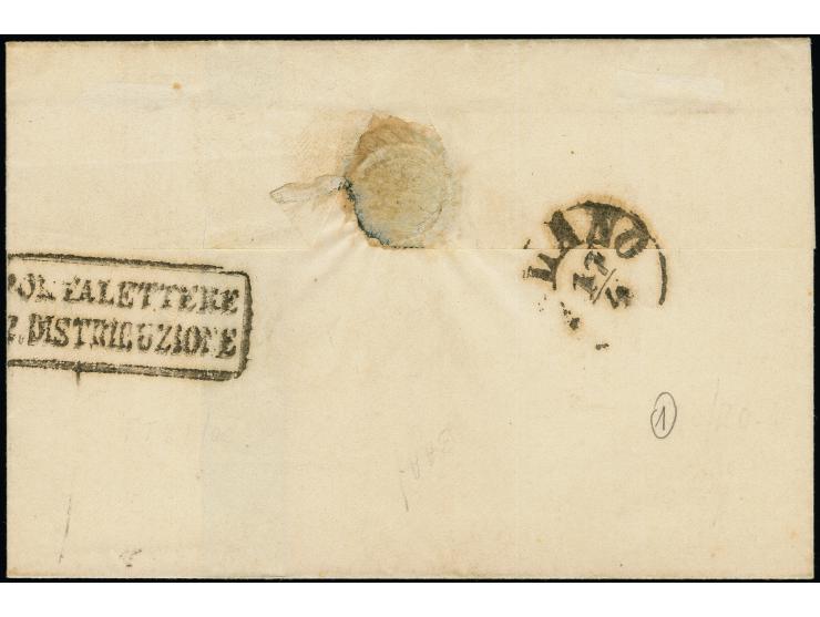 "CARATE 17/4", Kreis-Strich-Stempel auf 1858,5 Soldi in Type I, auf kleiner Briefhülle nach Mailand. Signiert Enzo Diena. (Sa