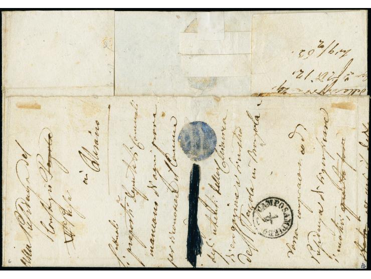 "MIRANO 31/1", Dreikreisstempel auf 1858, 3 Soldi grün, 9 Einzelwerte, davon einer rückseitig geklebt, auf rückseitig nicht k