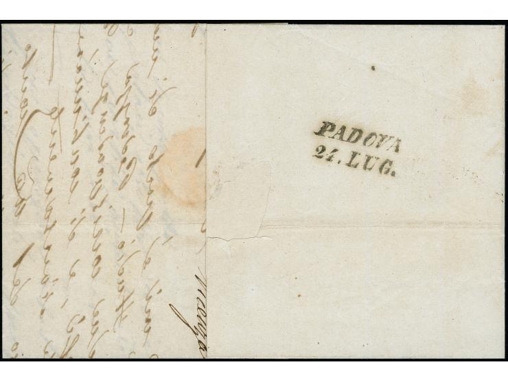 VICENZA: alleinige handschriftlicher Entwertung auf Erstdruck 15 Centesimi, auf Faltbrief vom 24.7.1850 nach Padua. Signiert 