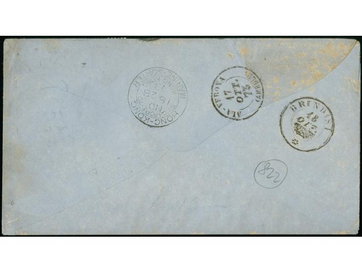 ¼ Groschen grauviolett, zwei Einzelmarken 1 Groschen karmin und senkrechtes Paar 2½ Groschen rötlichbraun je mit EKr. “GOETTI