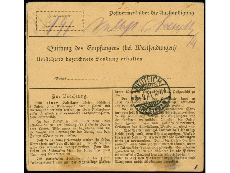 1921, Staatswappen 3 Mark braunviolett/karminrot im waagerechten Paar mit sechsstrahligem Sternen-Korkstempel und Rotstiftstr