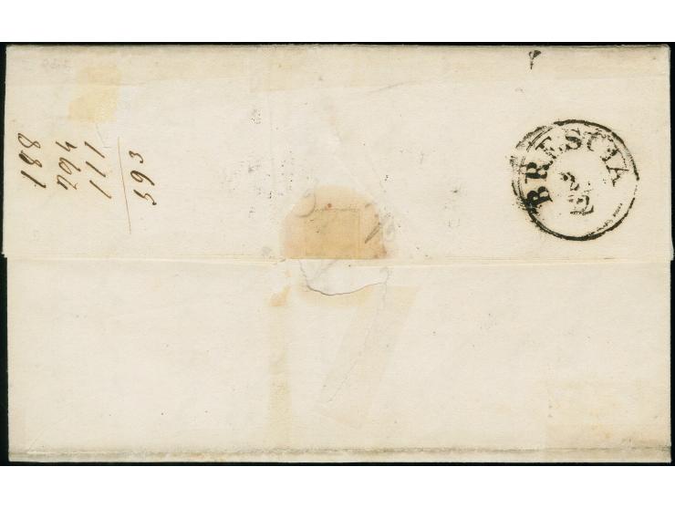 "GARGNANO 20/2", Vierkreisstempel, sauber auf Handpapier 5 Centesimi gelborange im waagerechten 3er-Streifen, voll- bis meist