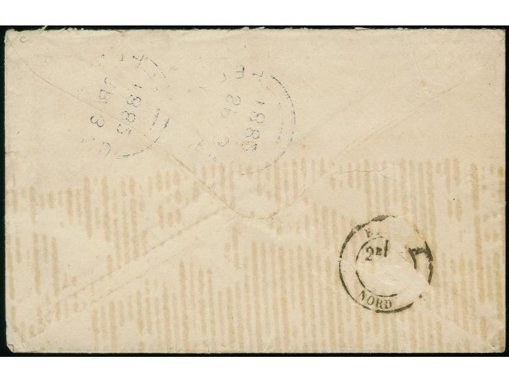 1876, 20 Pfennig hellrosalila/graugelb/graugrün, sauber mit Kreisbogenstempel “HELIGOLAND SP 3 1882” auf Briefkuvert mit nebe