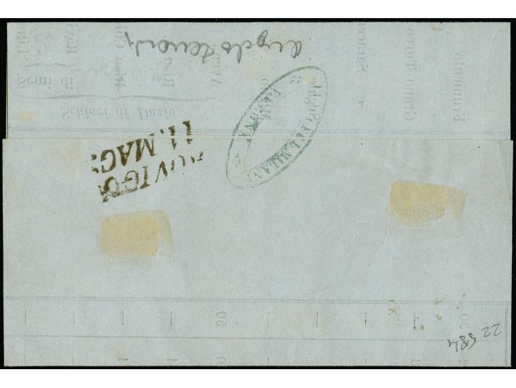 "VERONA 10/5", DKr., auf Handpapier 5 Centesimi (giallo bistro), voll- bis breitrandig, auf kompletter Drucksache nach Rovigo