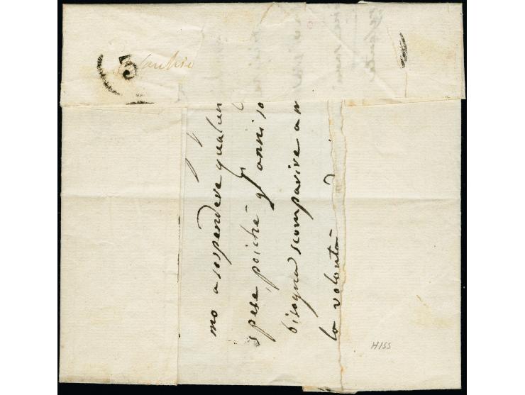 "MONTEBELLO 13/7", Strich-Kreisstempel, auf &nbsp;Handpapier 5 Centesimi und 4 Einzelwerten 10 Centesimi, davon 3 Stück rücks