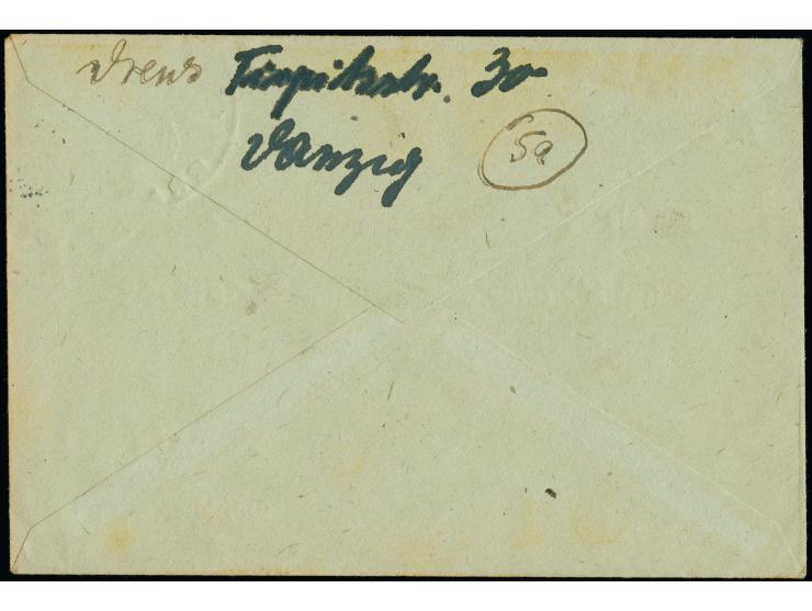 “Danzig-Stolzenberg Danzig 1” violeter Poststellen II-Stempel recht klar mit Poststempel “DANZIG 1 KRANTOR 11.3.44” auf Deuts