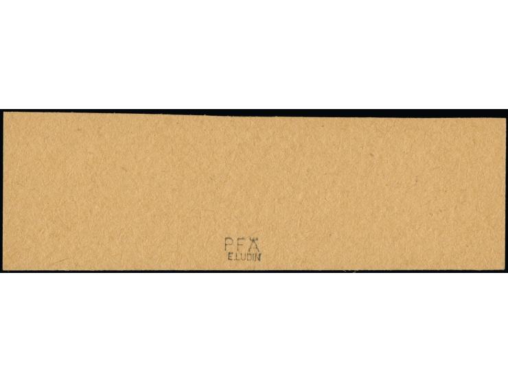 Hitler 6 Pfg., Probedruck in schwarz auf ungummiertem rötlichbraunen Kartonpapier mit breiten Seitenrändern, tadellos, sehr s