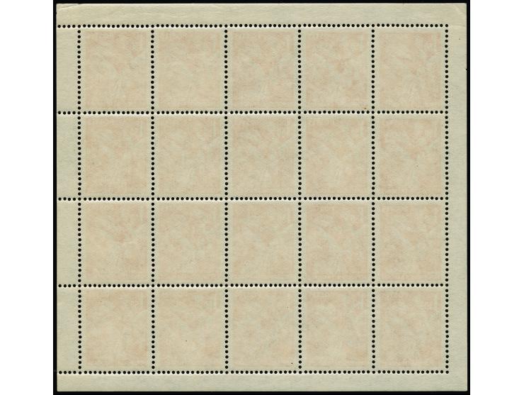 1941, Iris 1,50F. dunkelrötlichorange, kompletter Bogen zu 20 Werten, postfrisch, oben im Rand zwei leichte Eckbüge, sonst ta