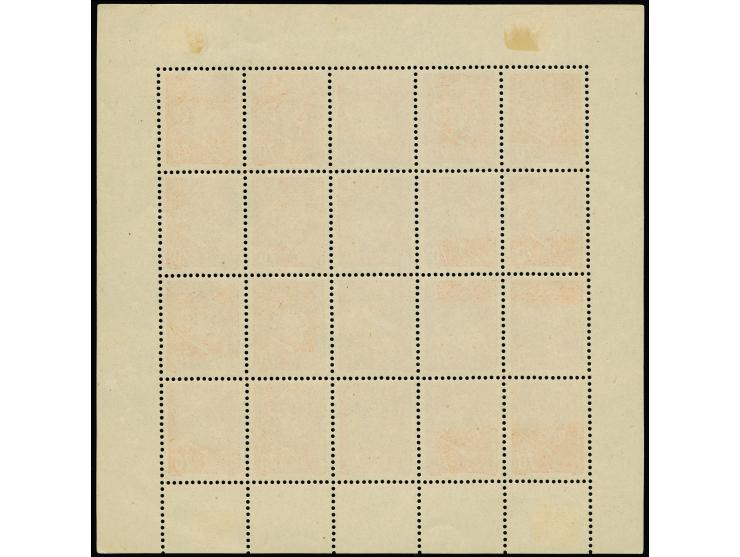 1941, Petain 70C. dunkelgelblichrot, kompletter Bogen zu 20 Werten, postfrisch bzw. Falze im Rand, tadellos, Fotoattest El Ma