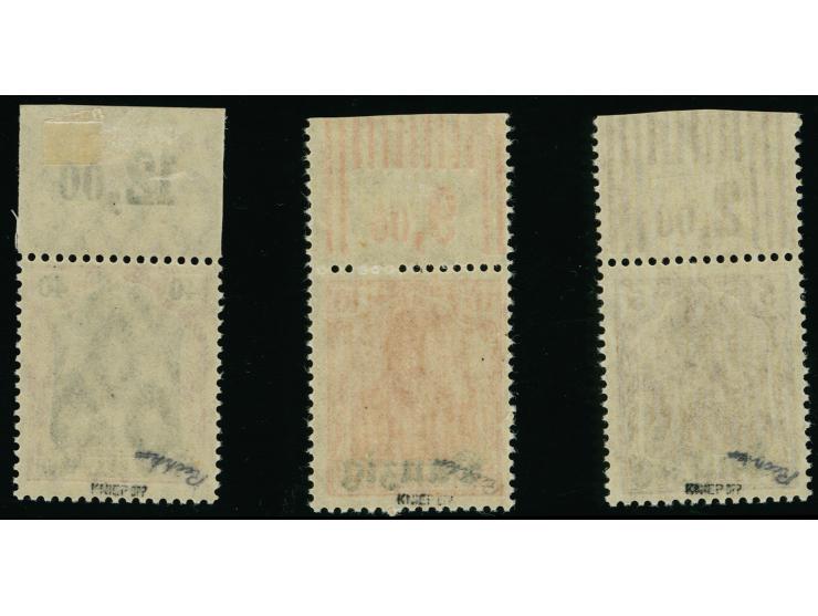 Nicht ausgegeben: Germania 5-40 Pfg., je als Oberrandstück, postfrisch bzw. Falz im Rand, tadellos, u.a. sign. Kniep BPP