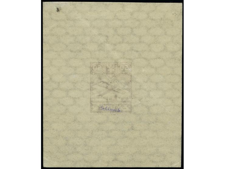 1924, Flugpost, 50 Pfg. rotlila, nicht verausgabte Wertstufe, als Einzelabzug im Blockformat (61x72mm) auf Papier mit liegend