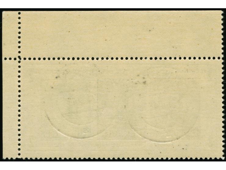 1945, Antifa-Block auf weißem Papier in Type II mit 3 Pfg. dunkelbraunocker, aus der rechten oberen Bogenecke, sauber mit zwe