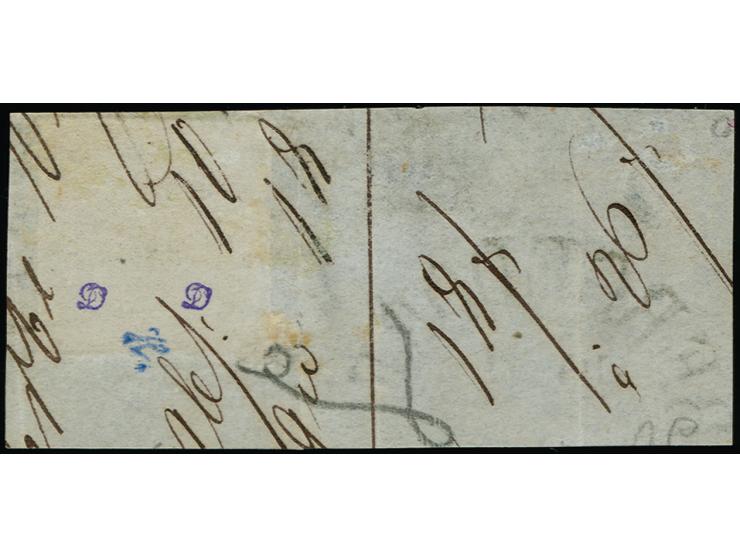 1867, 1 Schilling schwarz auf weiß, farbfrisch, voll- bis sehr breitrandig geschnitten, unten mit kleinem Teil der Nachbarmar