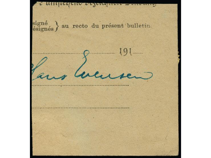 80 Pfg. metallisch glänzend, mit Zufrankatur auf Paketkartenausschnitt. Zufrankatur teils fehlerhaft, 80 Pfennig einwandfrei.