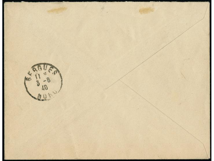 1940, Merkur 50 C. blau im senkrechten Seitenrandpaar, Aufdrucktype II, sauber mit auf- und nebengesetztem EKr. “COUDEKERQUE-