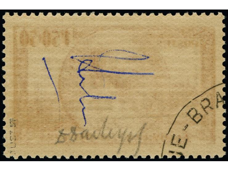 1940, General J. Gallieni 1,50 Fr. lebhaftbraunrot mit Aufdrucktype II, postfrisch, rückseitig mit Teilabschlag des Poststemp