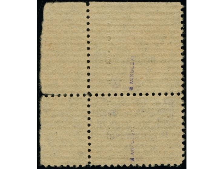 1941, 1,50 Krb. auf dünnem, waagerecht gestreiftem Papier, senkrechtes Paar aus der rechten oberen Bogenecke, Type V bzw. II,