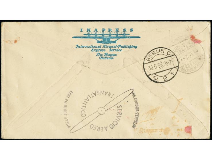 Türkei: 1933, 2. Südamerikafahrt mit Anschlussflug Berlin, R-Brief von “GALATA 28.5.33” nach Montevideo, Uruguay mit Ankunfts