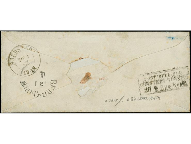 1867, “KW: L. P.” (Kirchwerder-Landpost), blauer Landpost-Achteck-Rahmenstempel zusammen mit blauem EKr. “KIRCHWERDER 19/1”, 