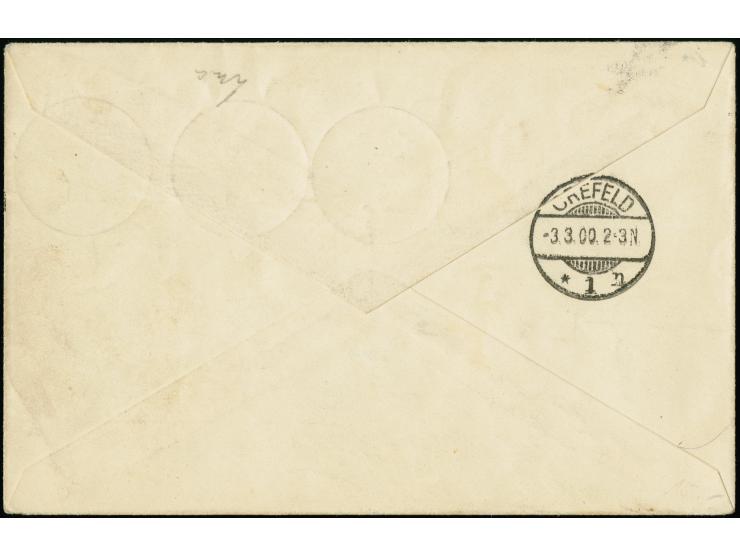 1898, 10 Pfg. im senkrechten Zwischensteg-Paar mit weiterer Marke unten je mit Stempel “GROSS-BARMEN DSWA 23.1.00” als tarifg