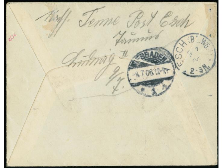 “HASUUR DSWA 16.5.06” zweimal klar auf Kaiseryacht 10 und 20 Pfg. ohne Wasserzeichen als tarifgerechte Frankatur auf R-Brief 