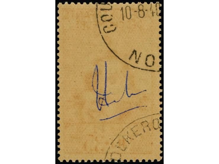 1940, Arbeitslosenkinder 90 C. schwärzlichzinnoberrot mit Aufdrucktype II, postfrisch, rückseitig mit Teilabschlag des Postst