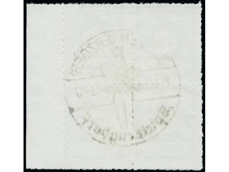 1945, Seiffen mit nachträglichem Durchstich L 9 ¾-10: 20 Pfg. dunkelpreußischblau im 4er-Block vom rechten Seitenrand mit zen