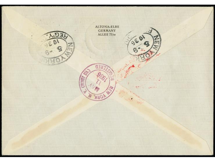 1936, Nordamerikafahrt 75 Pfg. mit unten anhängendem Leerfeld in Markengröße und Unterrandstück 50 Pfg. je mit Stempel “HAMBU