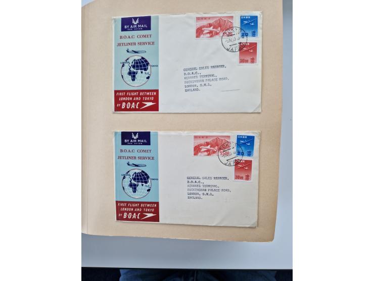 1945/80 (ca.), einige hundert Luftpostbriefe und Karten von Brasilien, Indien und Japan mit interessanten Frankaturen und Ers