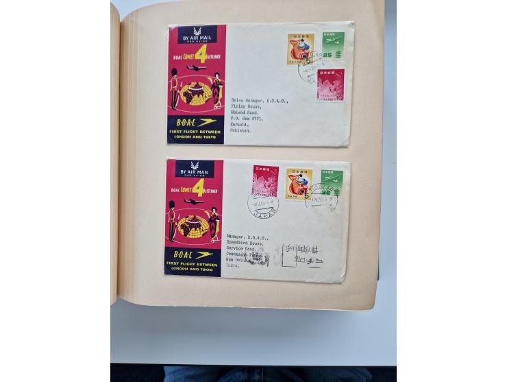 1945/80 (ca.), einige hundert Luftpostbriefe und Karten von Brasilien, Indien und Japan mit interessanten Frankaturen und Ers