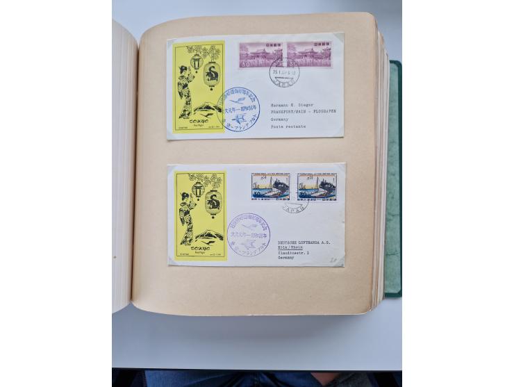 1945/80 (ca.), einige hundert Luftpostbriefe und Karten von Brasilien, Indien und Japan mit interessanten Frankaturen und Ers