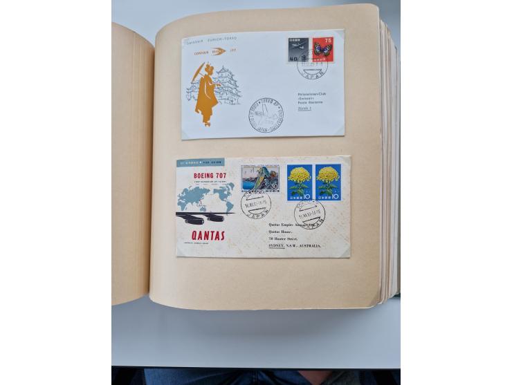 1945/80 (ca.), einige hundert Luftpostbriefe und Karten von Brasilien, Indien und Japan mit interessanten Frankaturen und Ers