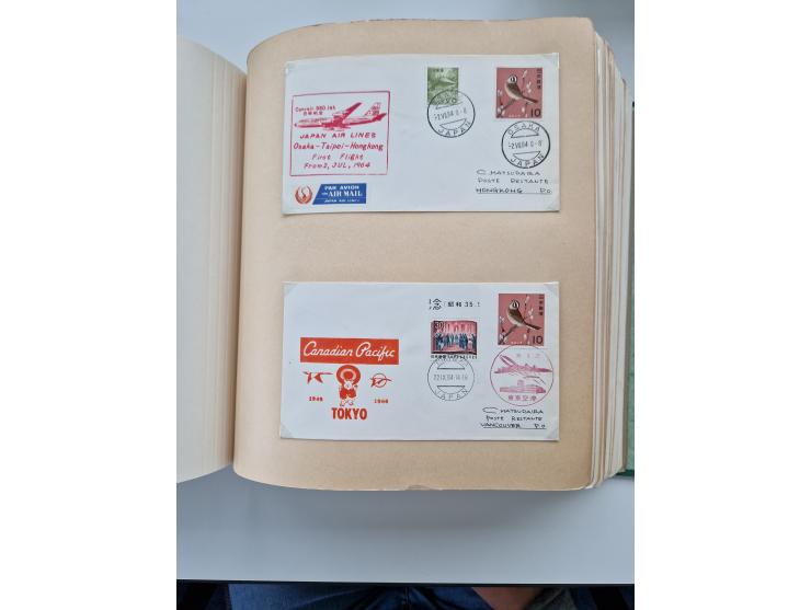 1945/80 (ca.), einige hundert Luftpostbriefe und Karten von Brasilien, Indien und Japan mit interessanten Frankaturen und Ers