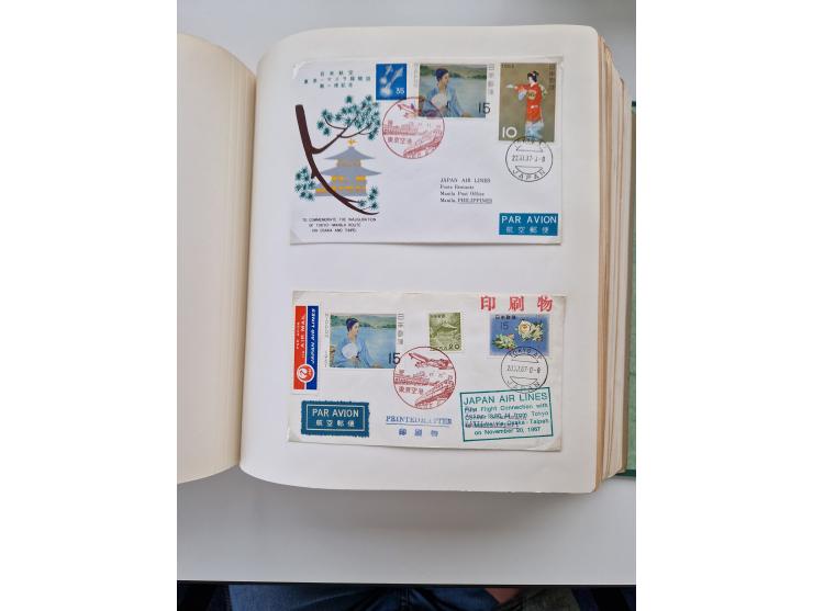 1945/80 (ca.), einige hundert Luftpostbriefe und Karten von Brasilien, Indien und Japan mit interessanten Frankaturen und Ers