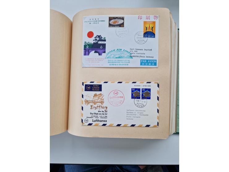 1945/80 (ca.), einige hundert Luftpostbriefe und Karten von Brasilien, Indien und Japan mit interessanten Frankaturen und Ers