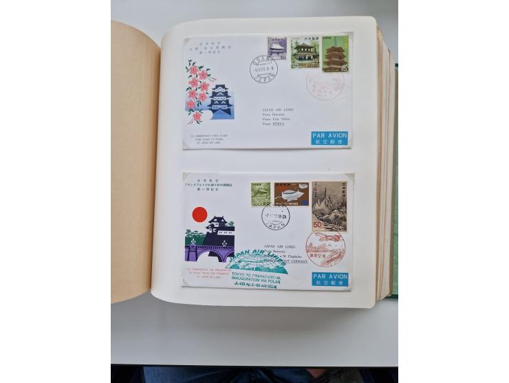 1945/80 (ca.), einige hundert Luftpostbriefe und Karten von Brasilien, Indien und Japan mit interessanten Frankaturen und Ers