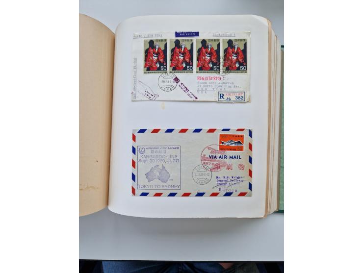 1945/80 (ca.), einige hundert Luftpostbriefe und Karten von Brasilien, Indien und Japan mit interessanten Frankaturen und Ers