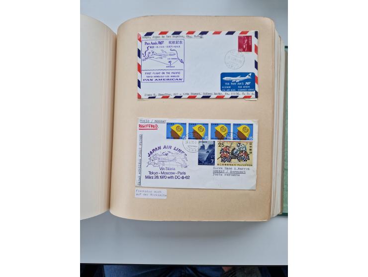1945/80 (ca.), einige hundert Luftpostbriefe und Karten von Brasilien, Indien und Japan mit interessanten Frankaturen und Ers