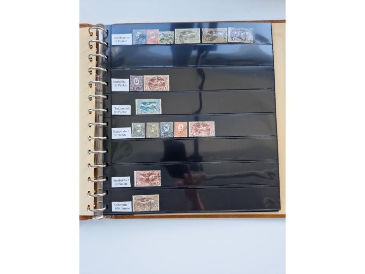 1920/22, interessante Stempel-Sammlung auf hunderten losen Marken und Briefstücken, sauber von Alberun bis Zyrowa sortiert, d