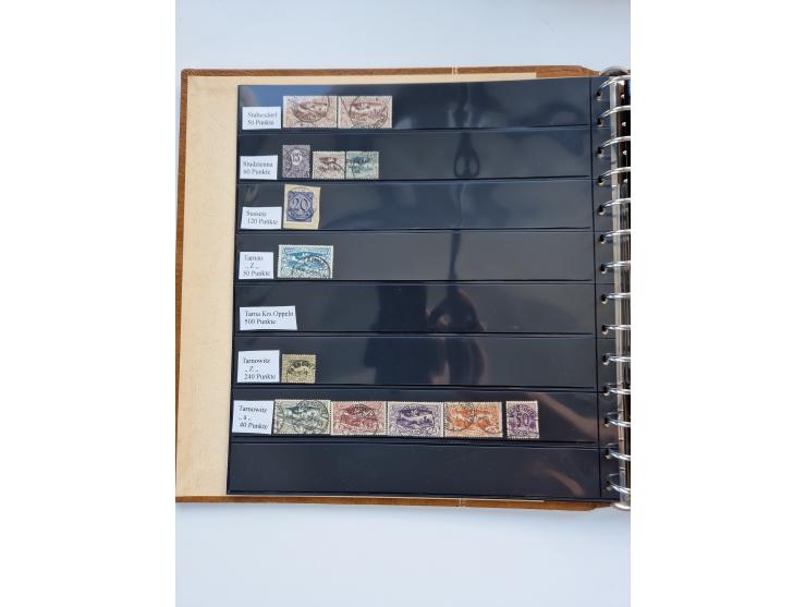 1920/22, interessante Stempel-Sammlung auf hunderten losen Marken und Briefstücken, sauber von Alberun bis Zyrowa sortiert, d